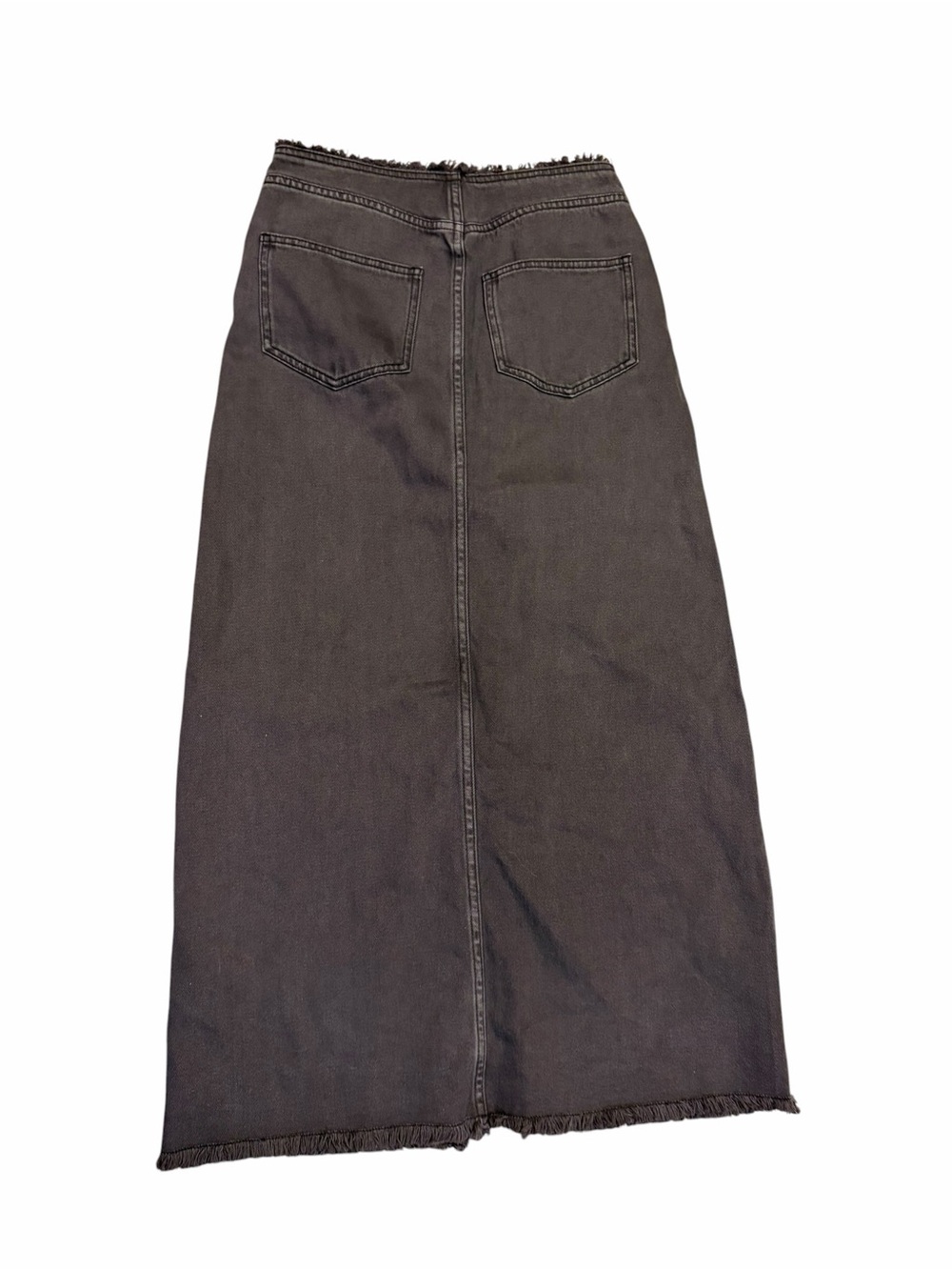 MIOU MUSE washed denim maxi skirt in gray . Frayed hem and waist - Picture 2 of 6